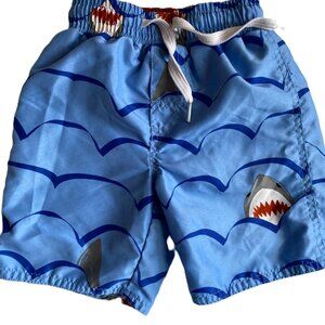 Boys Shark Swim Trunks Blue Drawstring  2T
